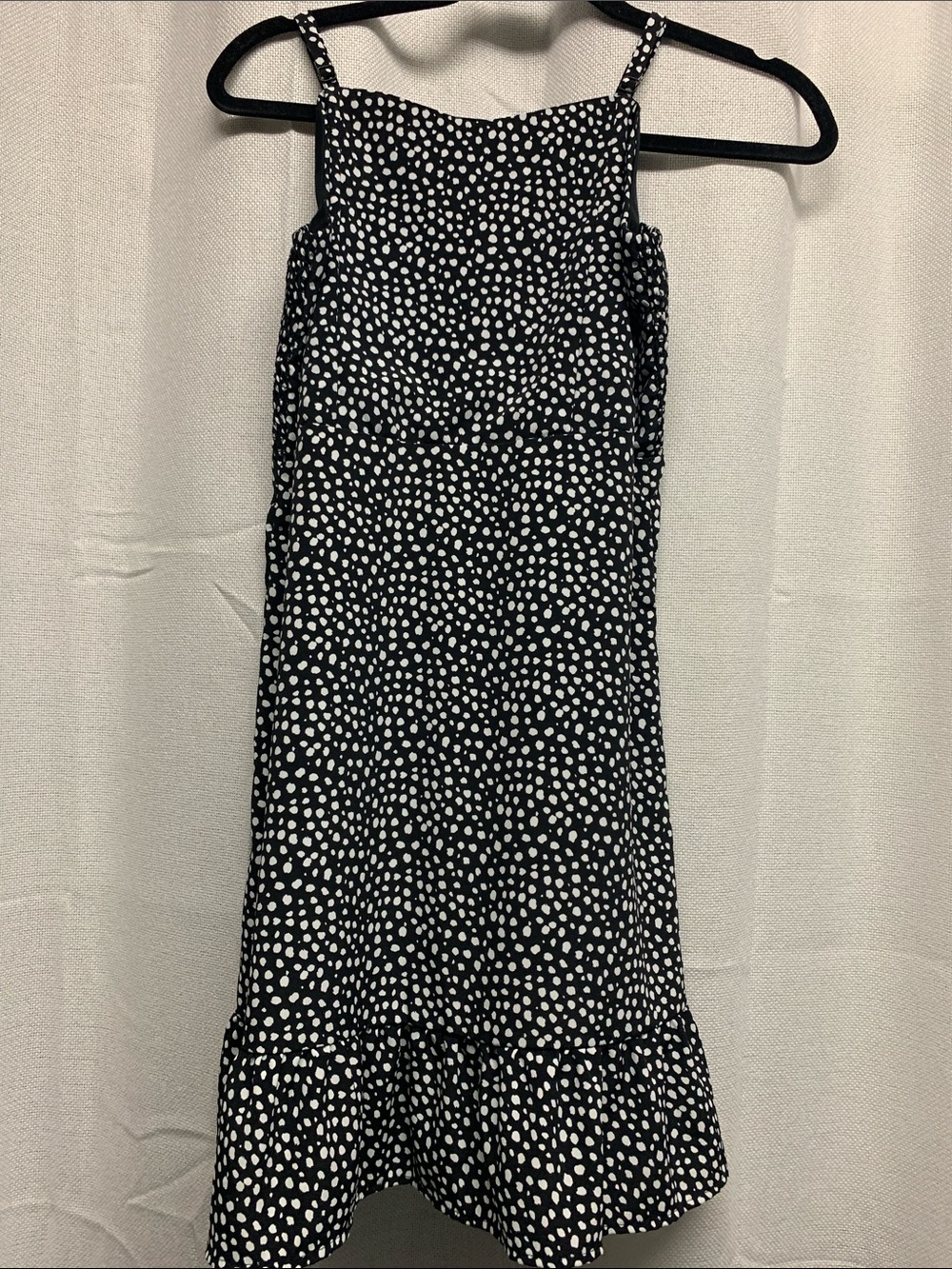 Wonder Nation -Black and White Polka Dot Midi Dress-Skirt with Ruffle Hem